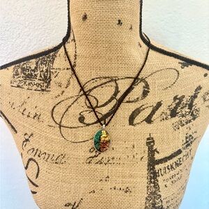 NWOT Black Twisted Rope 3D Looking Boho Silver Pendant Gold Bronze Necklace